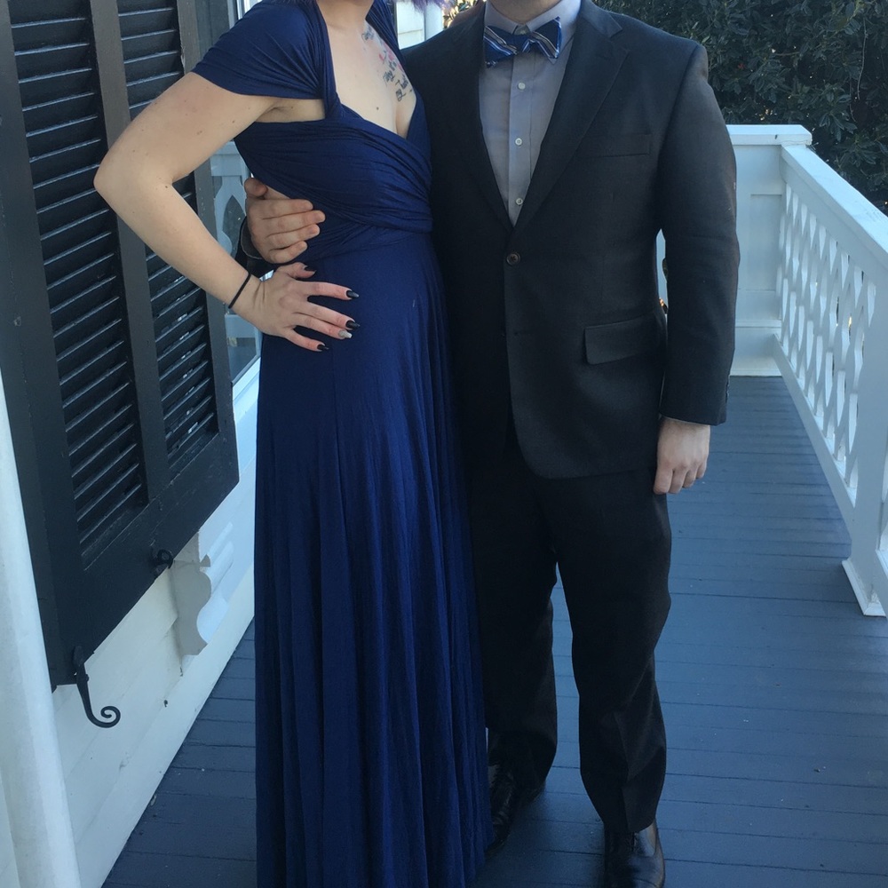 long, navy, convertible dress